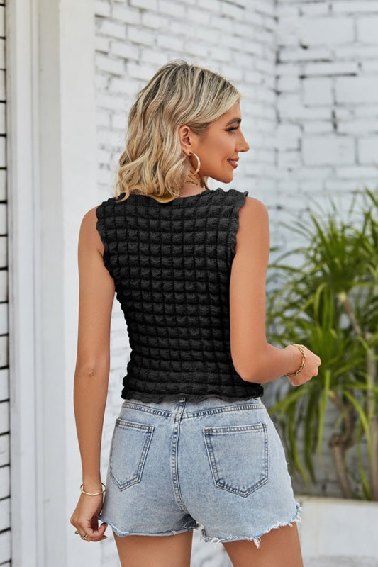 Textured Round Neck Tank  Shirts & Tops- Doll Fits