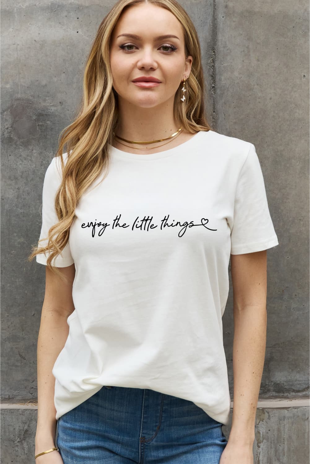 Simply Love Full Size ENJOY THE LITTLE THINGS Graphic Cotton Tee  Shirts & Tops- Doll Fits