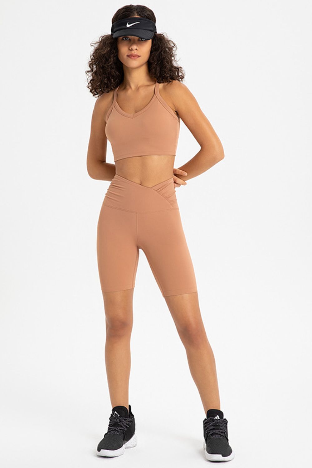 Crisscross Back V-Neck Sports Bra  Activewear- Doll Fits