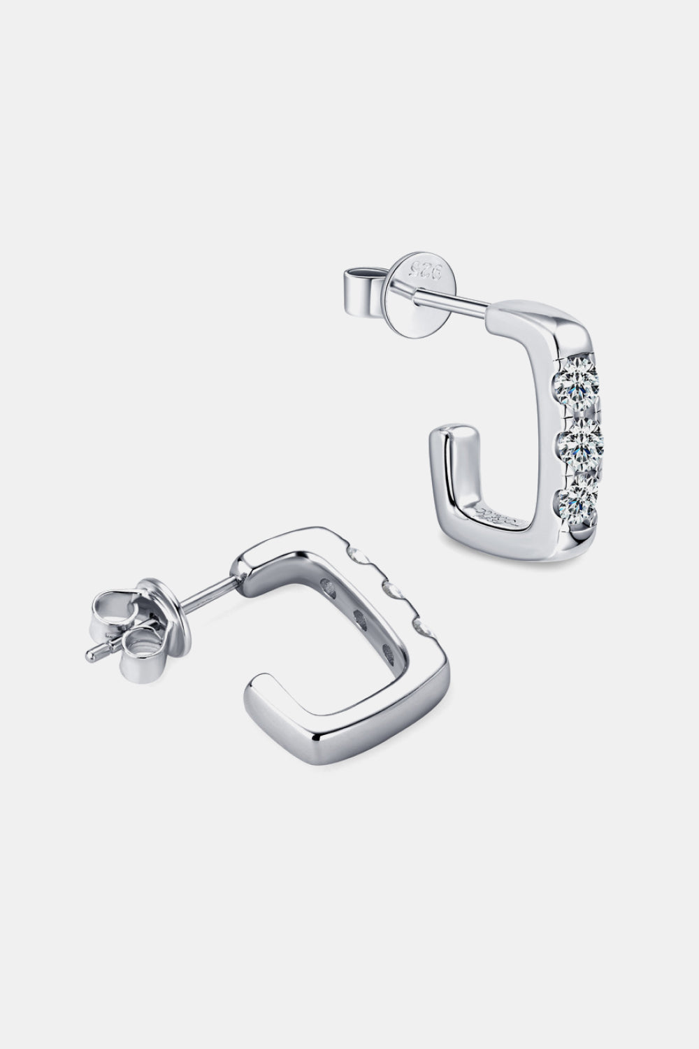 Moissanite 925 Sterling Silver Geometrical Huggie Earrings  Earrings- Doll Fits
