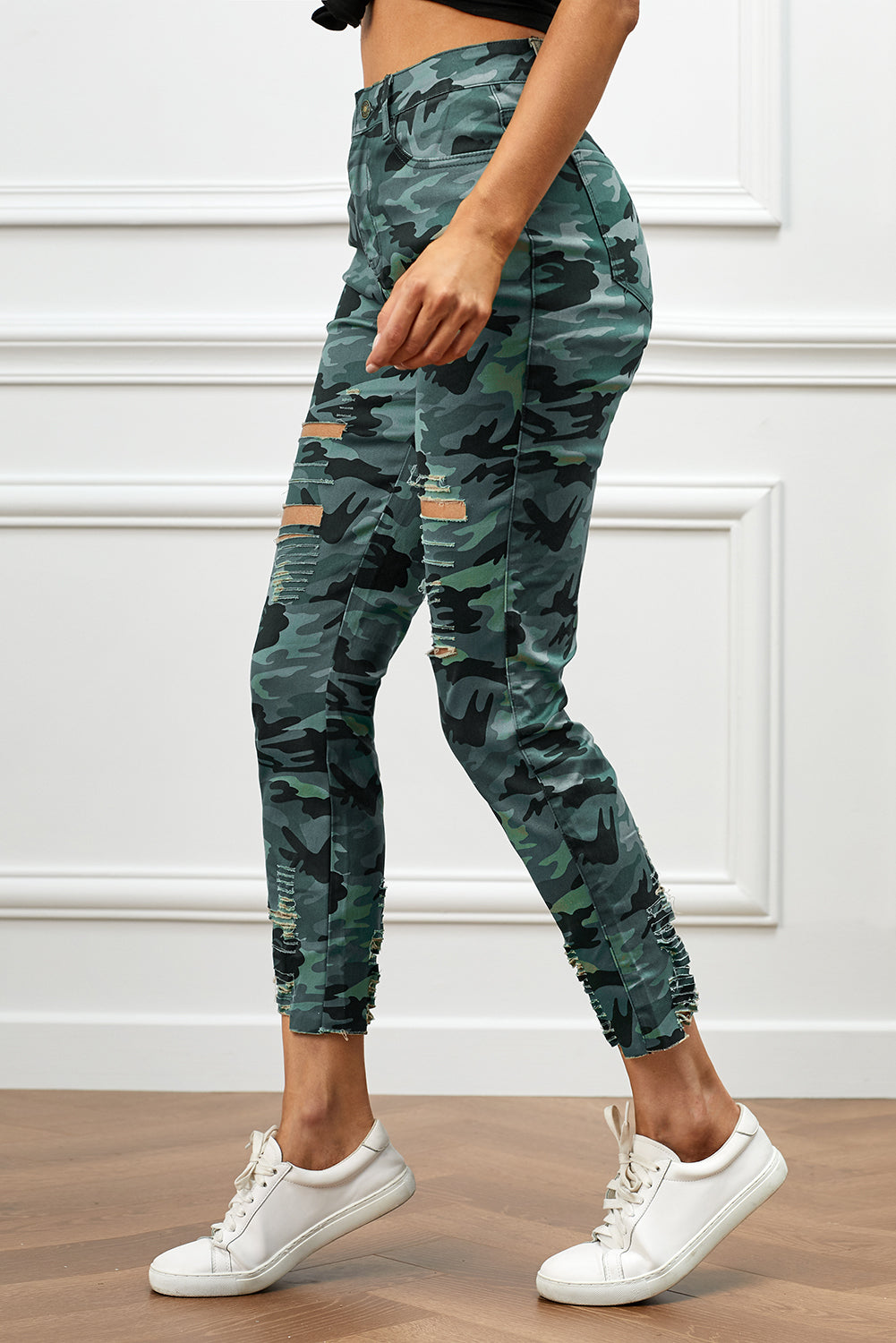 Finley Distressed Camouflage Jeans  Pants- Doll Fits