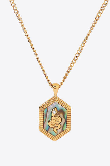 18K Gold Plated Snake Geometric Pendant Necklace  Necklaces- Doll Fits
