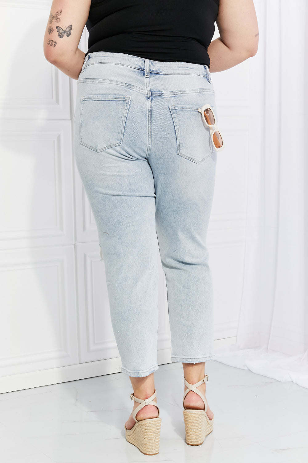Vervet by Flying Monkey Stand Out Full Size Distressed Cropped Jeans  Pants- Doll Fits