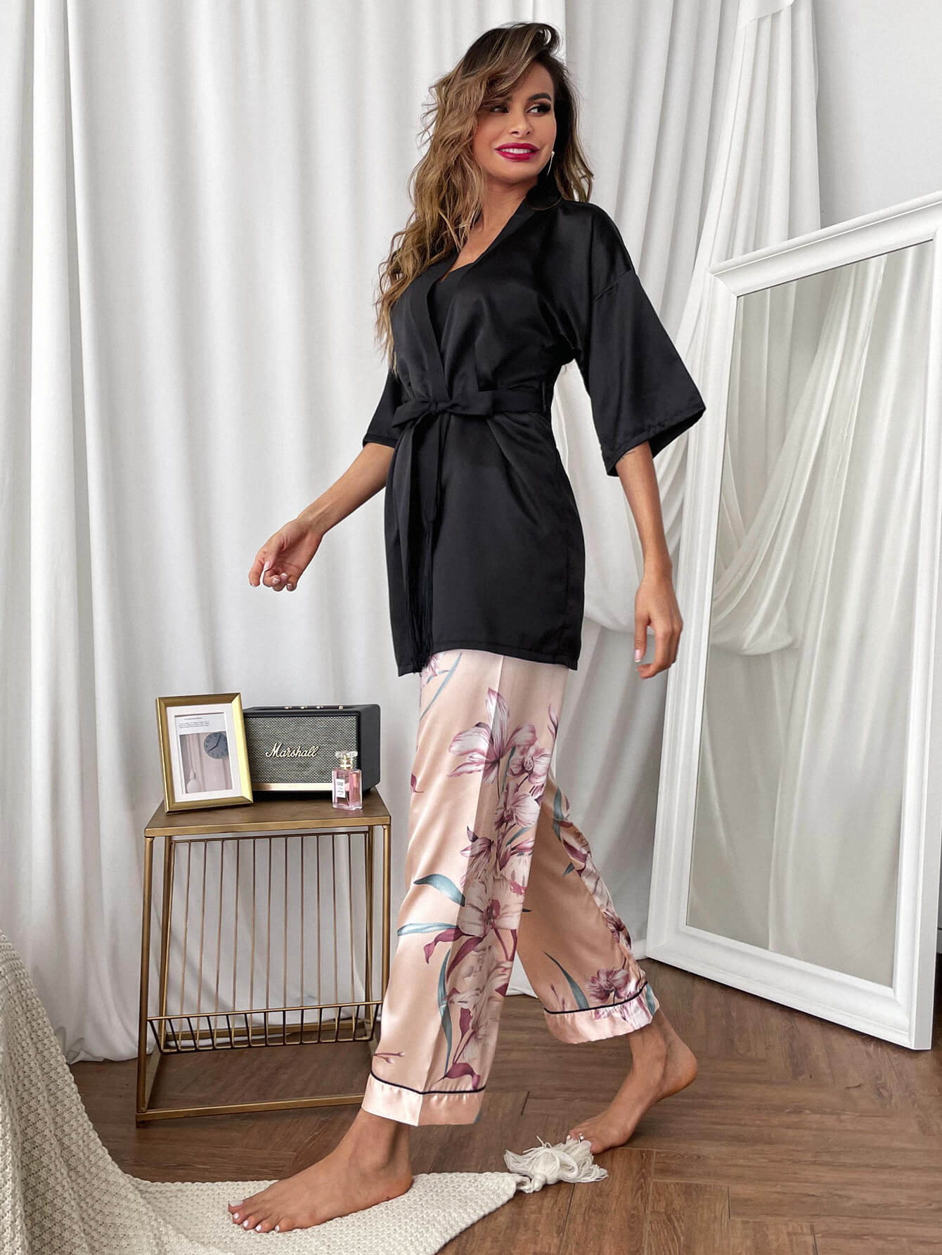Cami, Robe, and Printed Pants Pajama Set  Sleepwear & Loungewear- Doll Fits
