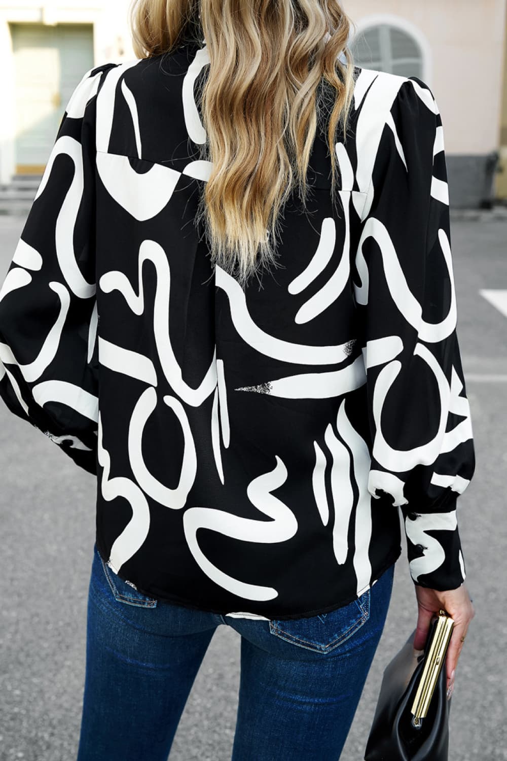 Printed Lantern Sleeve Shirt  - Doll Fits