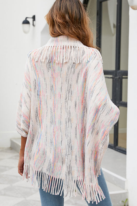 Fringe Detail Printed Poncho  - Doll Fits