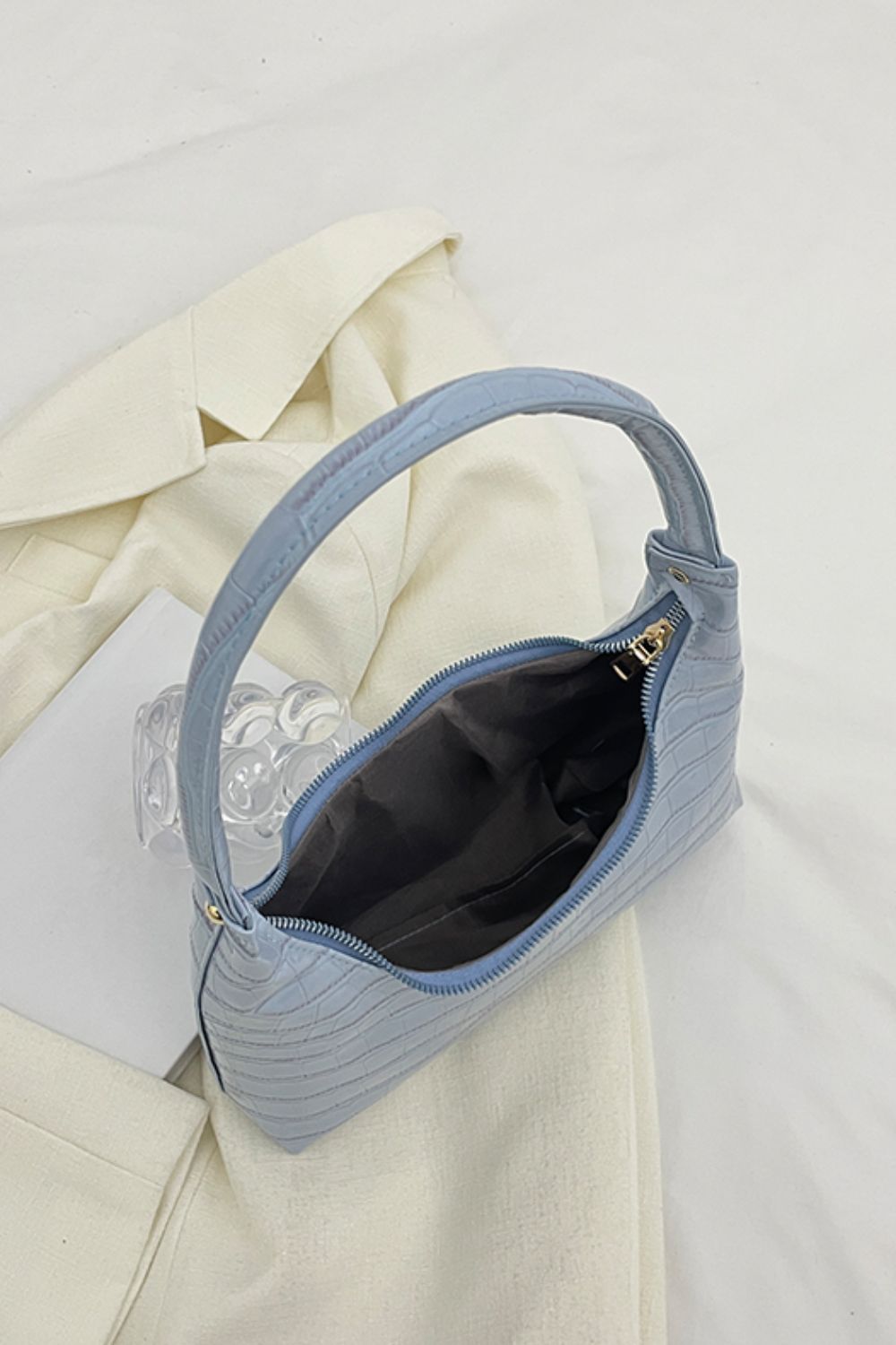 Textured PU Leather Shoulder Bag  - Doll Fits