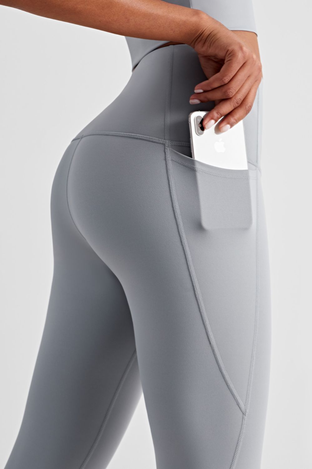 Wide Waistband Sports Leggings with Side Pockets  - Doll Fits