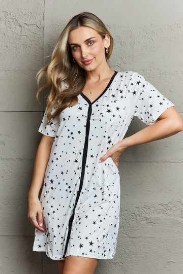 MOON NITE Quilted Quivers Button Down Sleepwear Dress  Dresses- Doll Fits