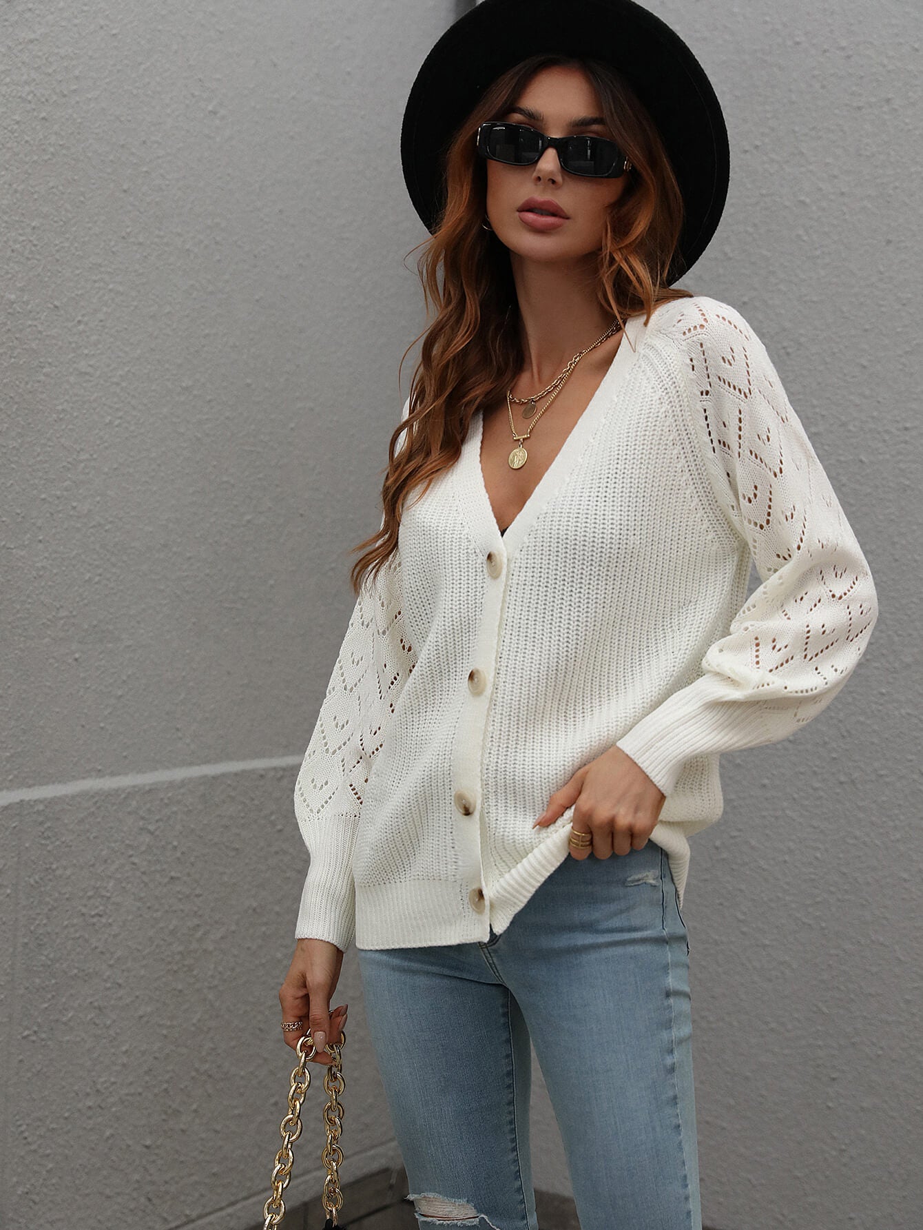 Rib-Knit Plunge Raglan Sleeve Cardigan  Coats & Jackets- Doll Fits