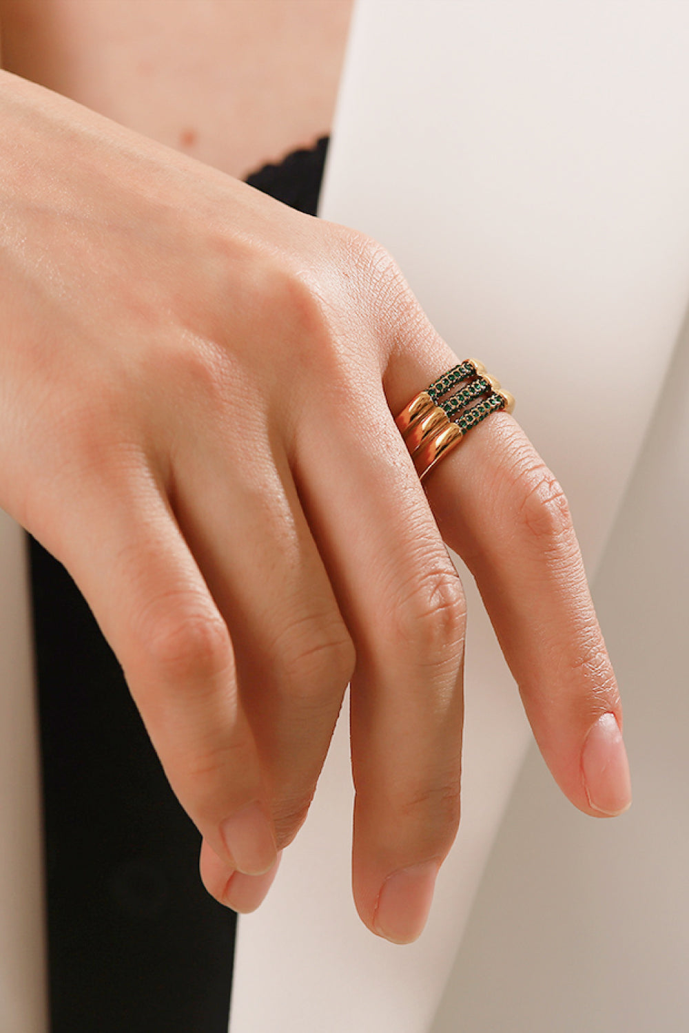 Triple-Layered Rhinestone Ring  Rings- Doll Fits