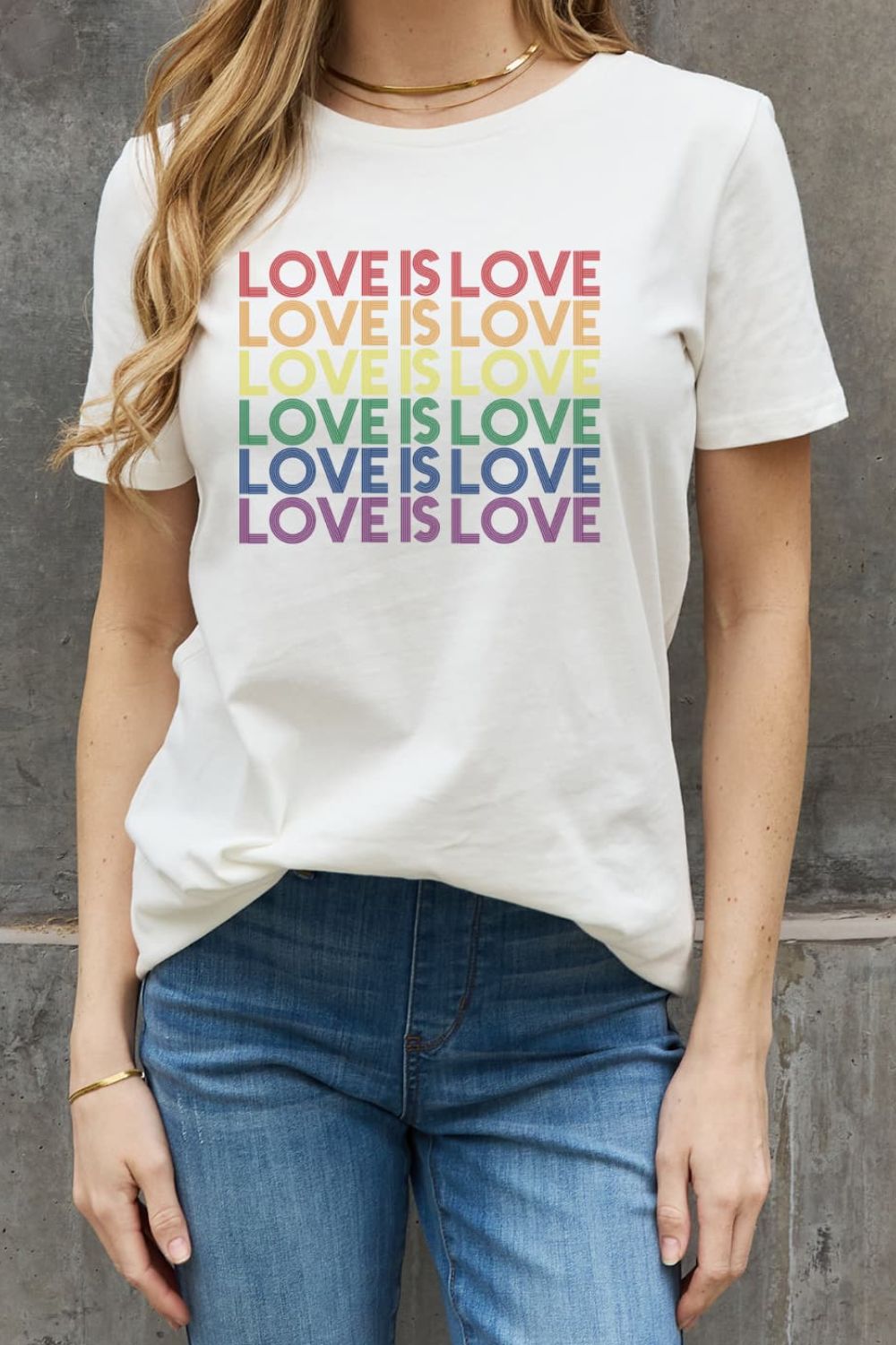 Simply Love Full Size LOVE IS LOVE Graphic Cotton Tee  Shirts & Tops- Doll Fits