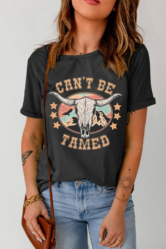 CAN'T BE TAMED Graphic Short Sleeve Tee  Shirts & Tops- Doll Fits