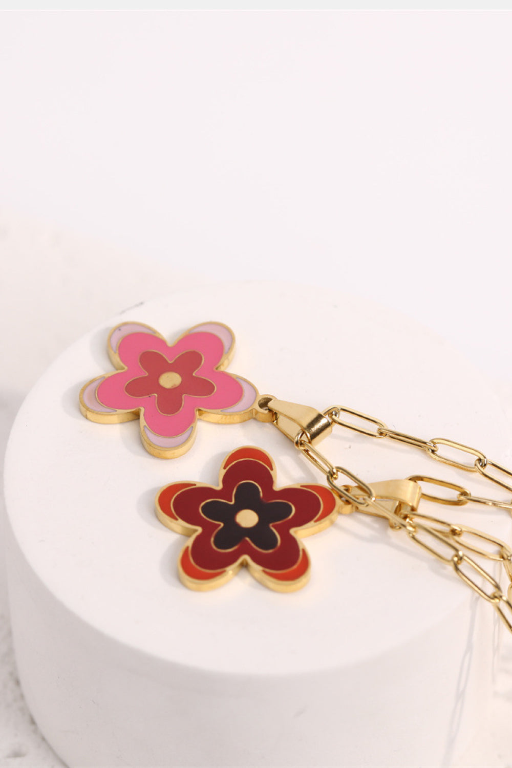 Flower Pendant Stainless Steel Necklace  Necklaces- Doll Fits