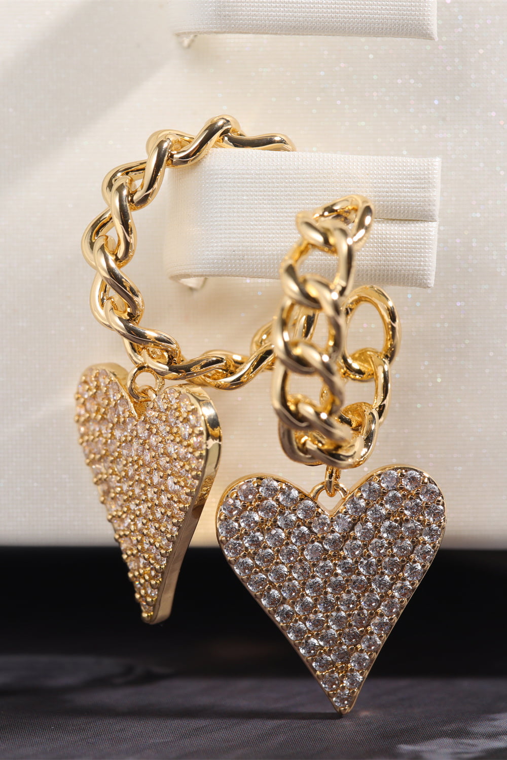 Zircon Decor Heart C-Hoop Drop Earrings  Earrings- Doll Fits