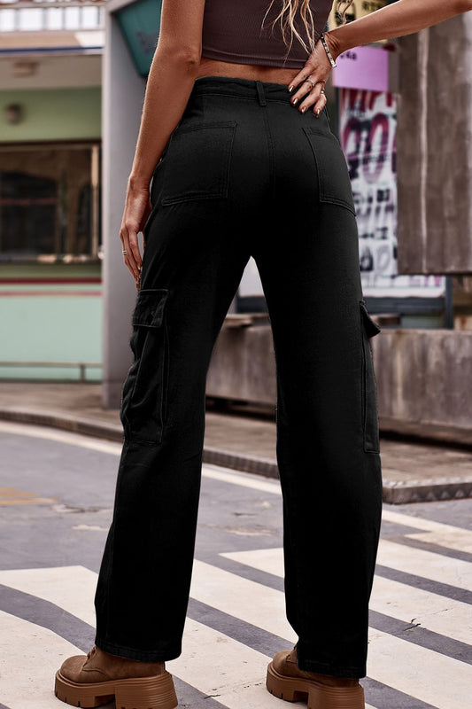 Buttoned Loose Fit Jeans with Pockets  - Doll Fits