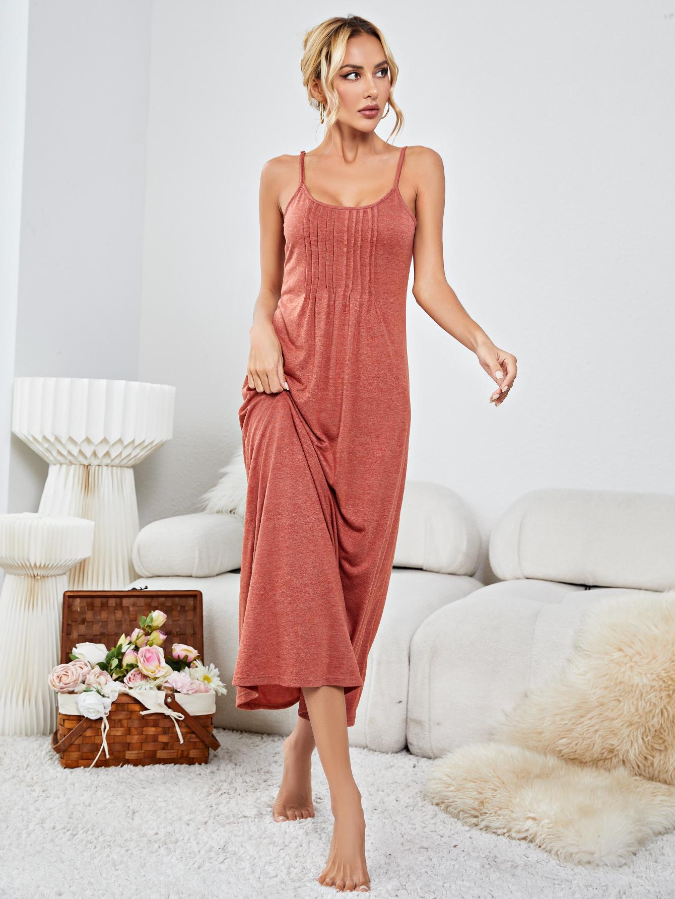 Scoop Neck Spaghetti Strap Night Dress  Dresses- Doll Fits