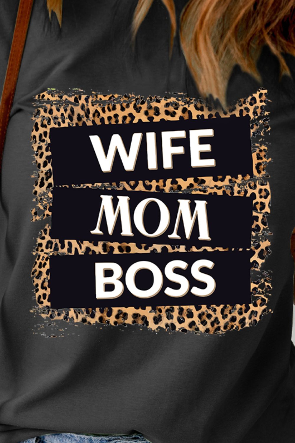 WIFE MOM BOSS Leopard Graphic Tee  Shirts & Tops- Doll Fits