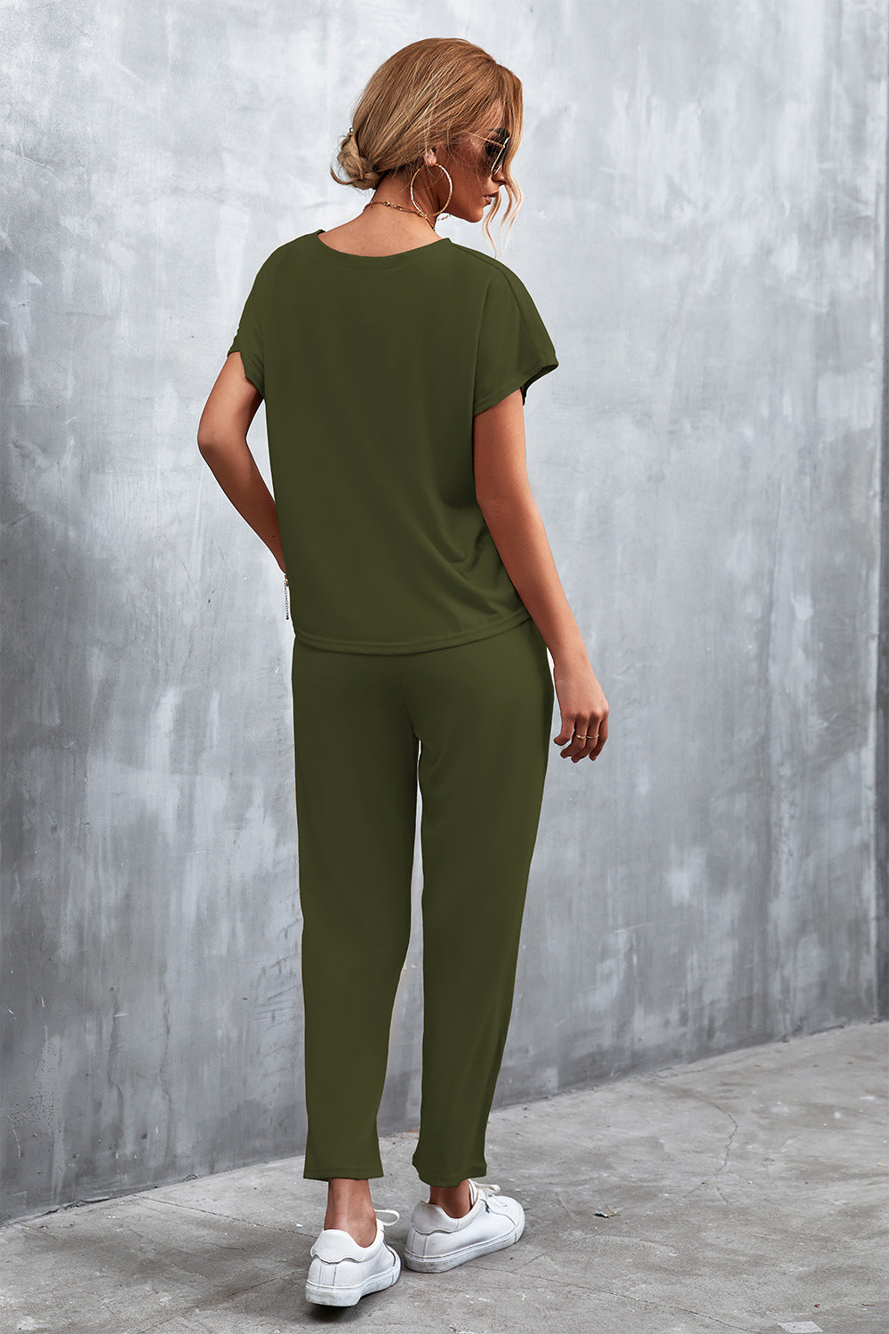 Full Size Round Neck Top and Drawstring Waist Pants Set  Outfit Sets- Doll Fits
