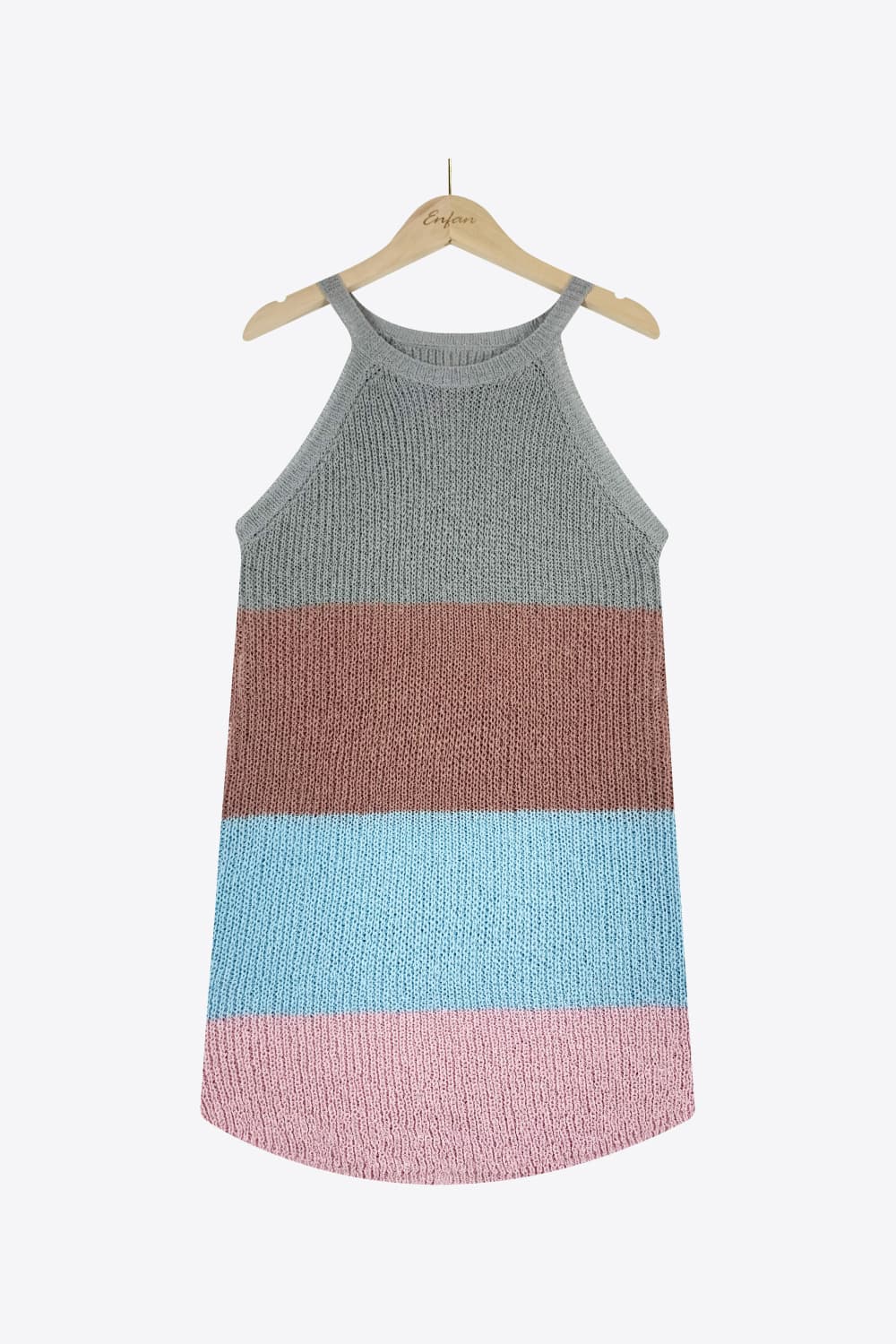 Color Block Round Neck Sleeveless Knit Top  Shirts & Tops- Doll Fits