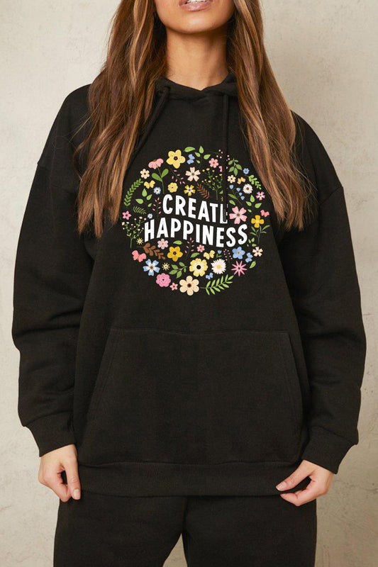 Simply Love Simply Love Full Size CREATE HAPPINESS Graphic Hoodie  - Doll Fits