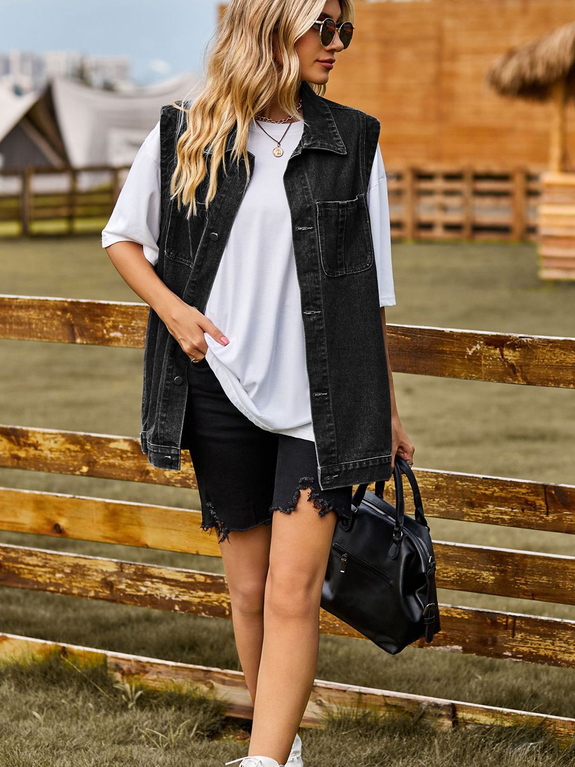Button Down Denim Vest  - Doll Fits