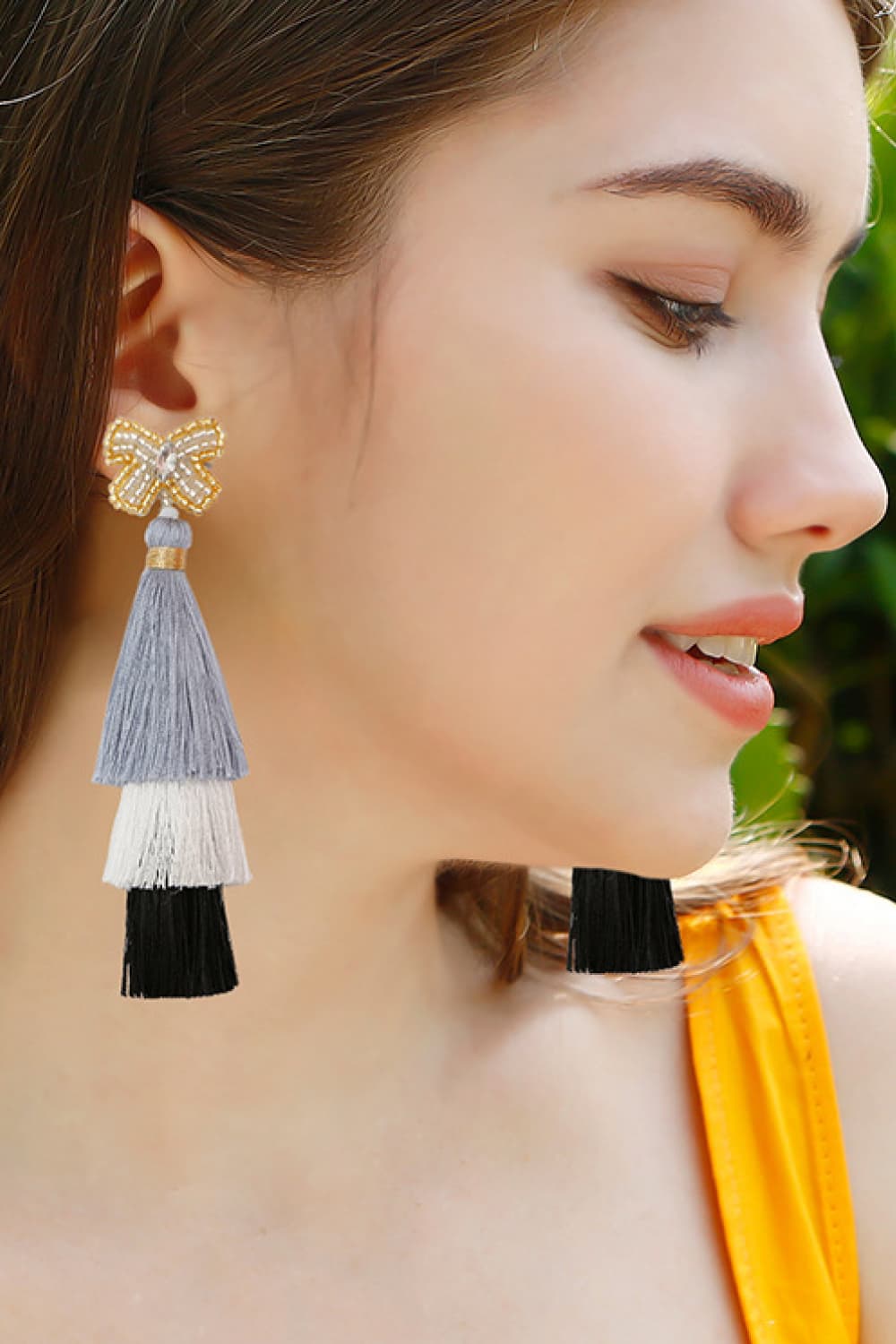 Triple-Layer Tassel Dangle Earrings  Earrings- Doll Fits