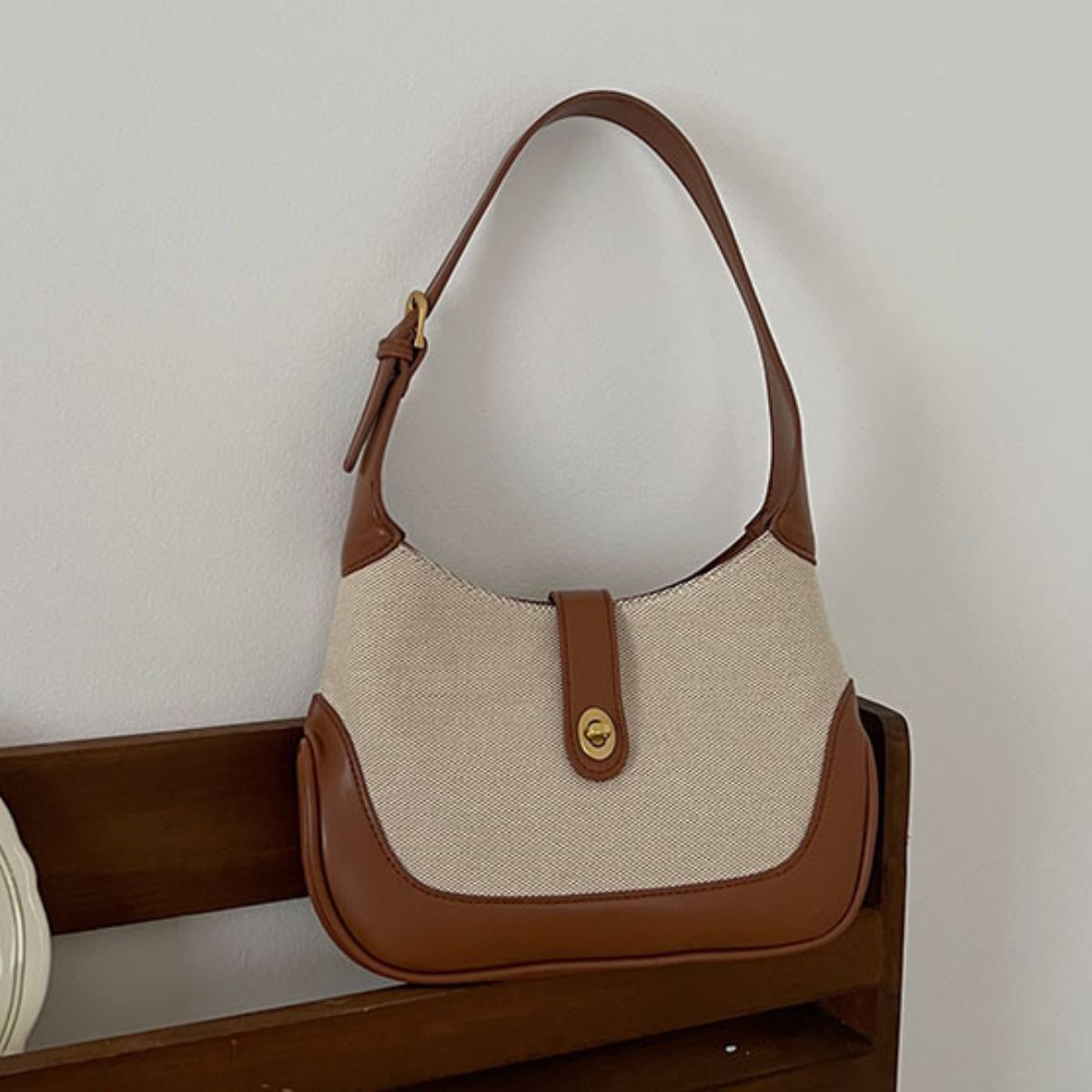 Contrast Canvas Shoulder Bag  Handbags- Doll Fits