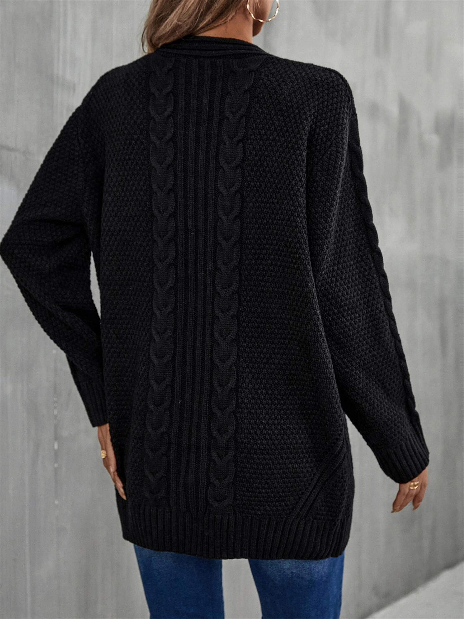 Warm Fall Mixed Knit Open Front Longline Cardigan  Coats & Jackets- Doll Fits