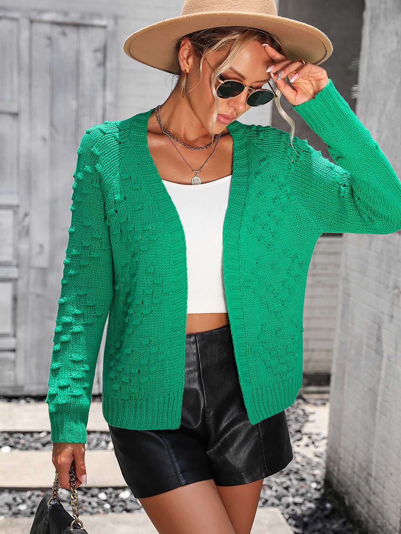 Open Front Long Sleeve Cardigan  - Doll Fits