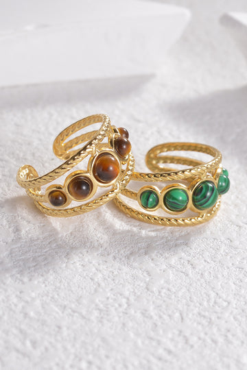 18K Gold Plated Nature Stone Open Ring  - Doll Fits