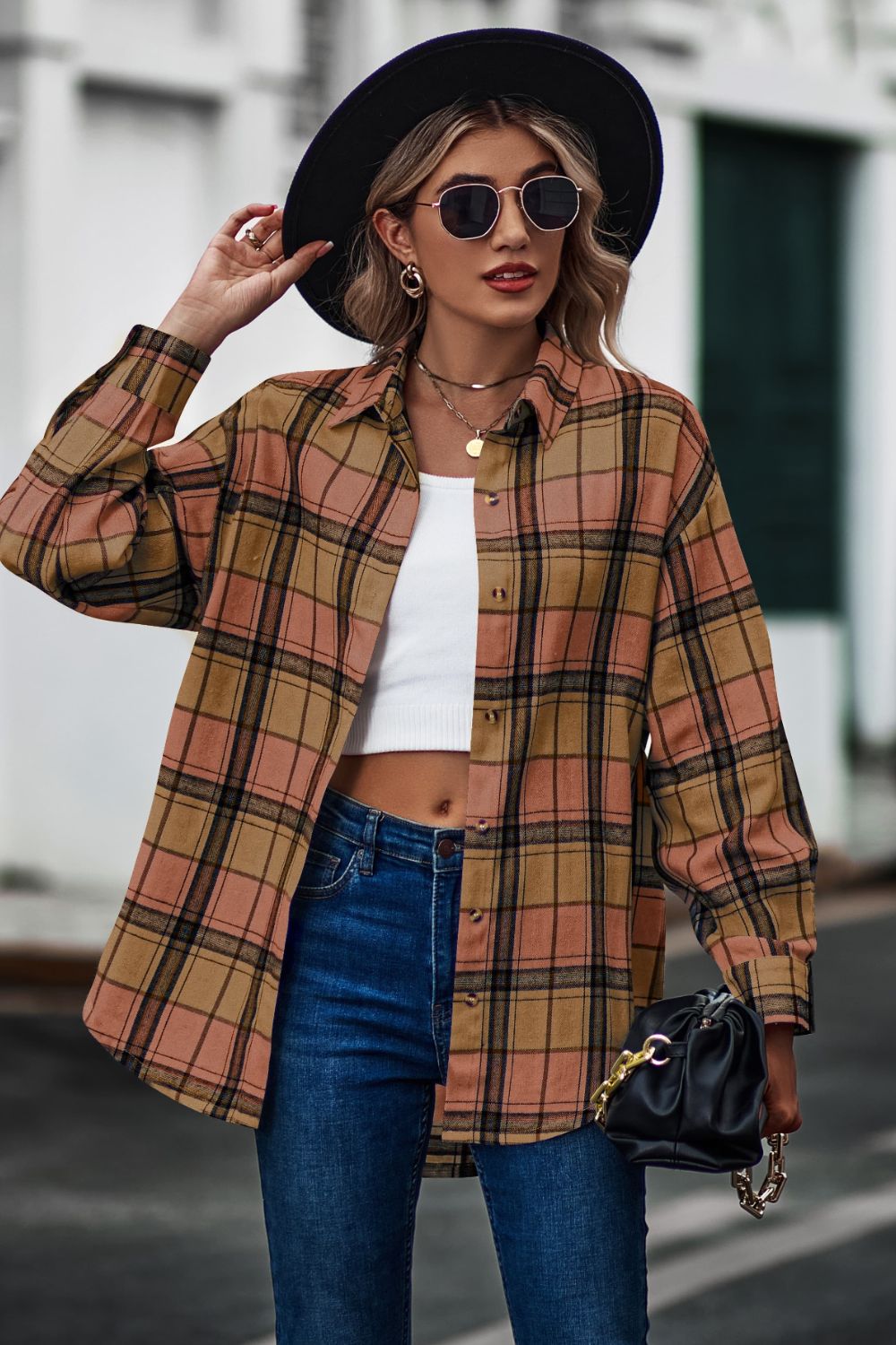 Plaid Long Sleeve Shirt  - Doll Fits