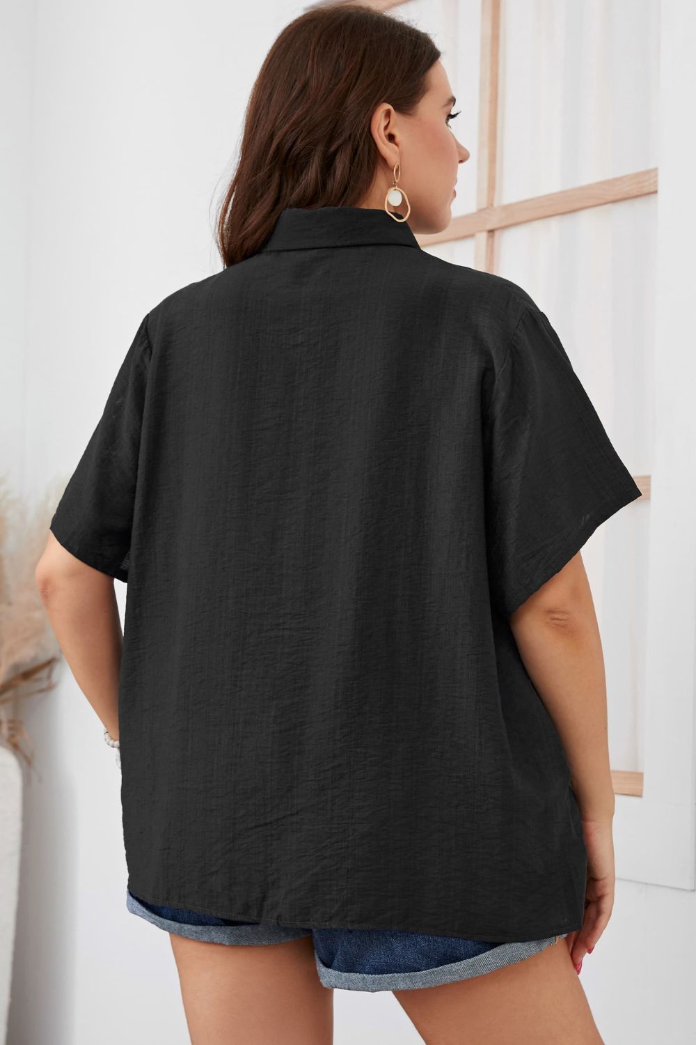 Plus Size Printed Flutter Sleeve Shirt  Shirts & Tops- Doll Fits