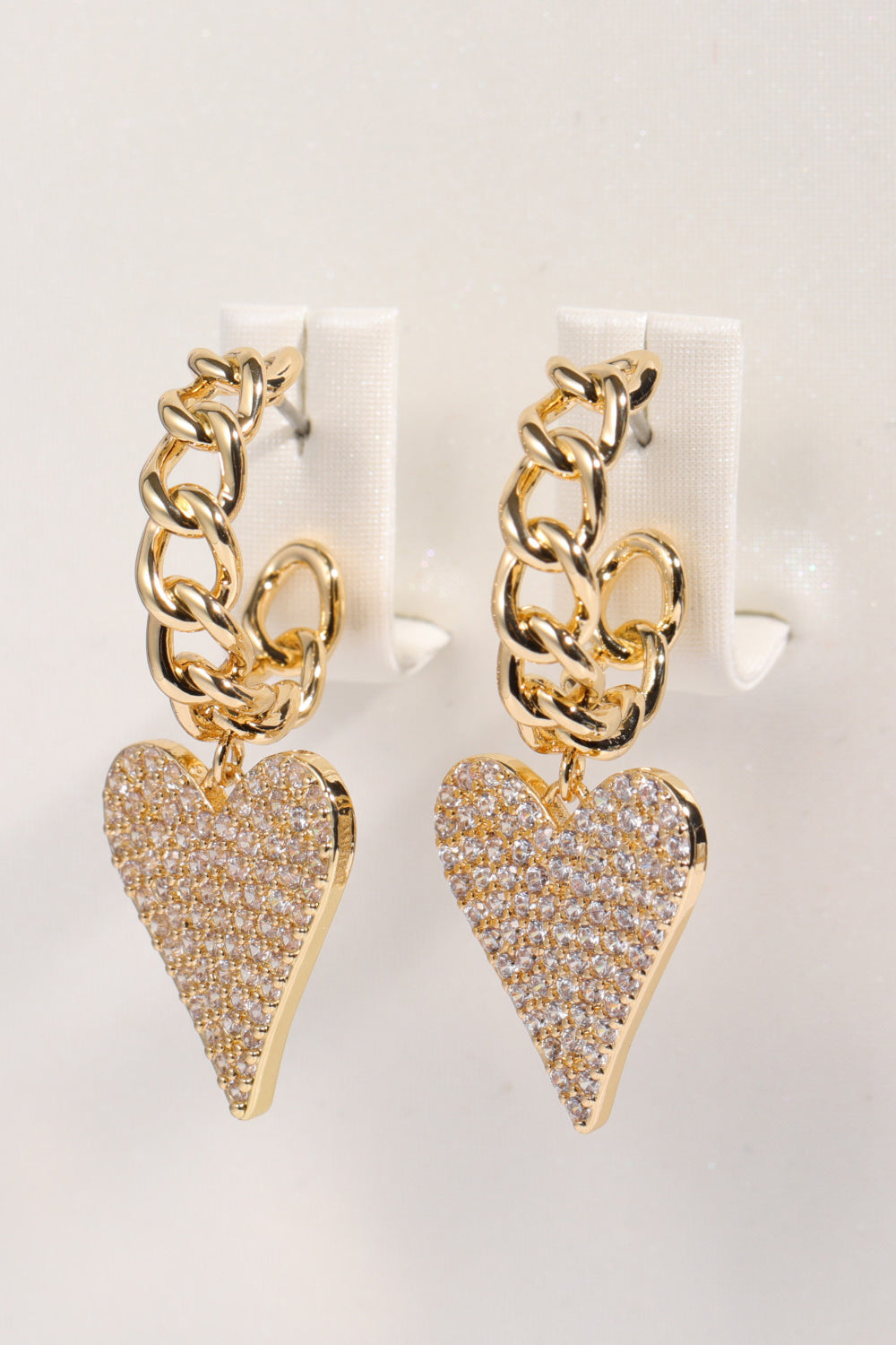 Zircon Decor Heart C-Hoop Drop Earrings  Earrings- Doll Fits