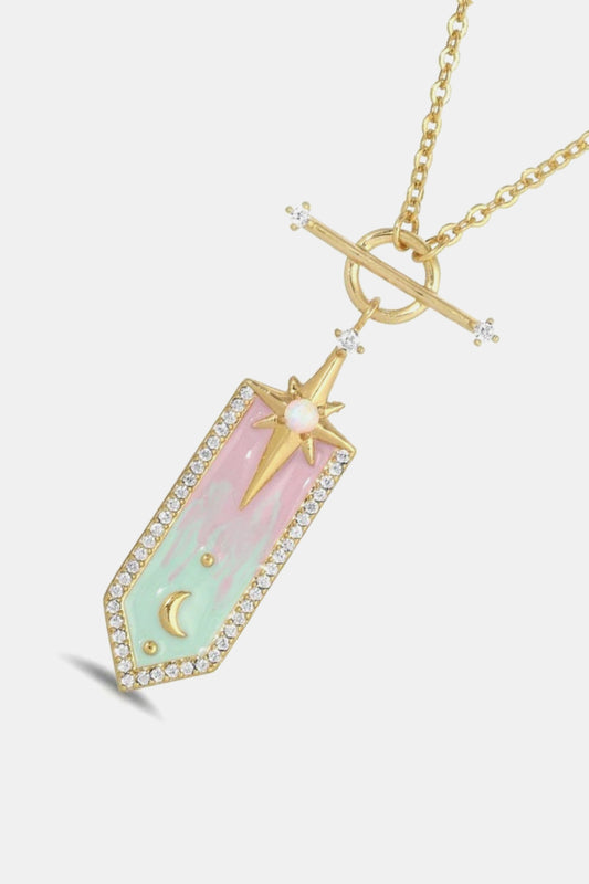 Star and Moon Gradient Pendant Copper Necklace  Necklaces- Doll Fits