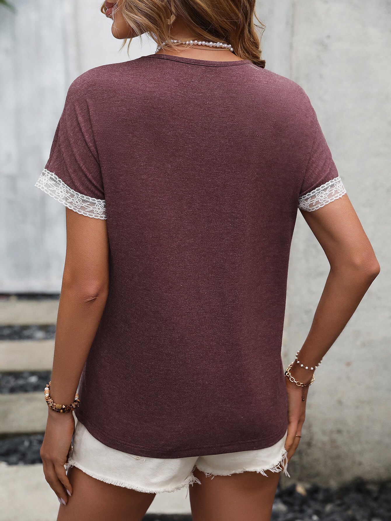 Contrast Round Neck Short Sleeve Tee  - Doll Fits