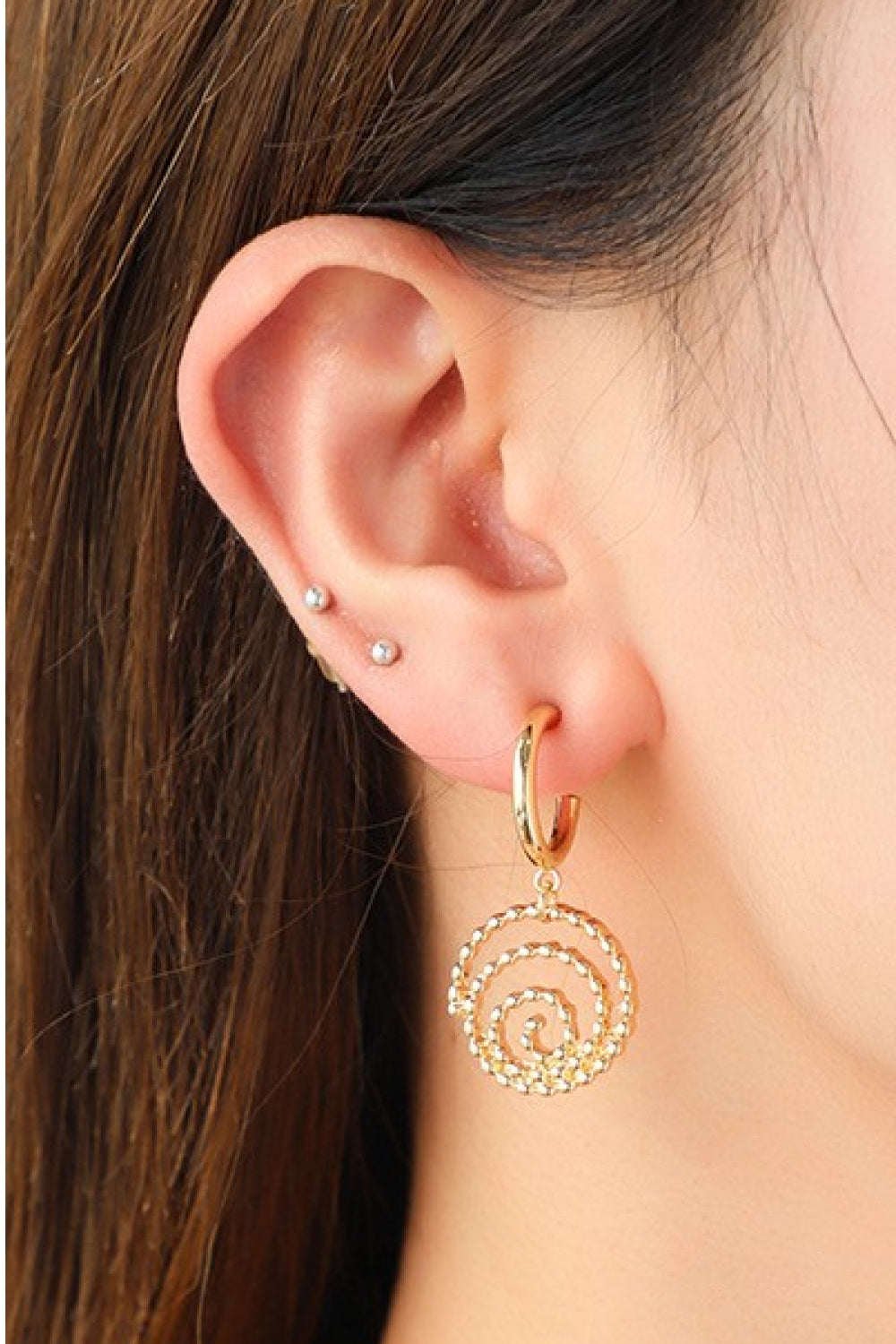 18K Gold-Plated Alloy Spiral Earrings  Earrings- Doll Fits