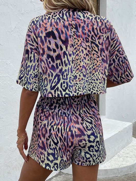Printed Round Neck Dropped Shoulder Half Sleeve Top and Shorts Set  Outfit Sets- Doll Fits