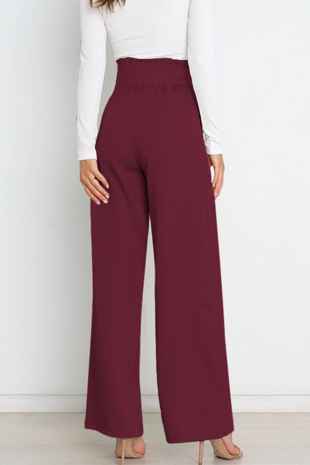 Tie Front Paperbag Wide Leg Pants  Pants- Doll Fits
