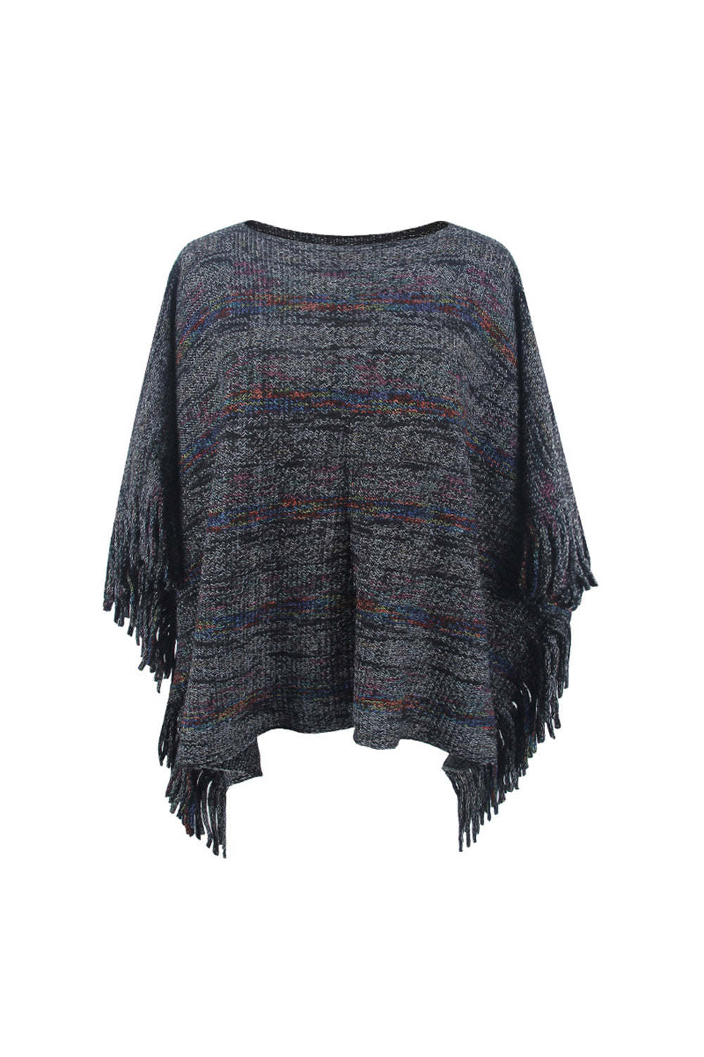 Round Neck Fringe Detail Sleeve Poncho  - Doll Fits