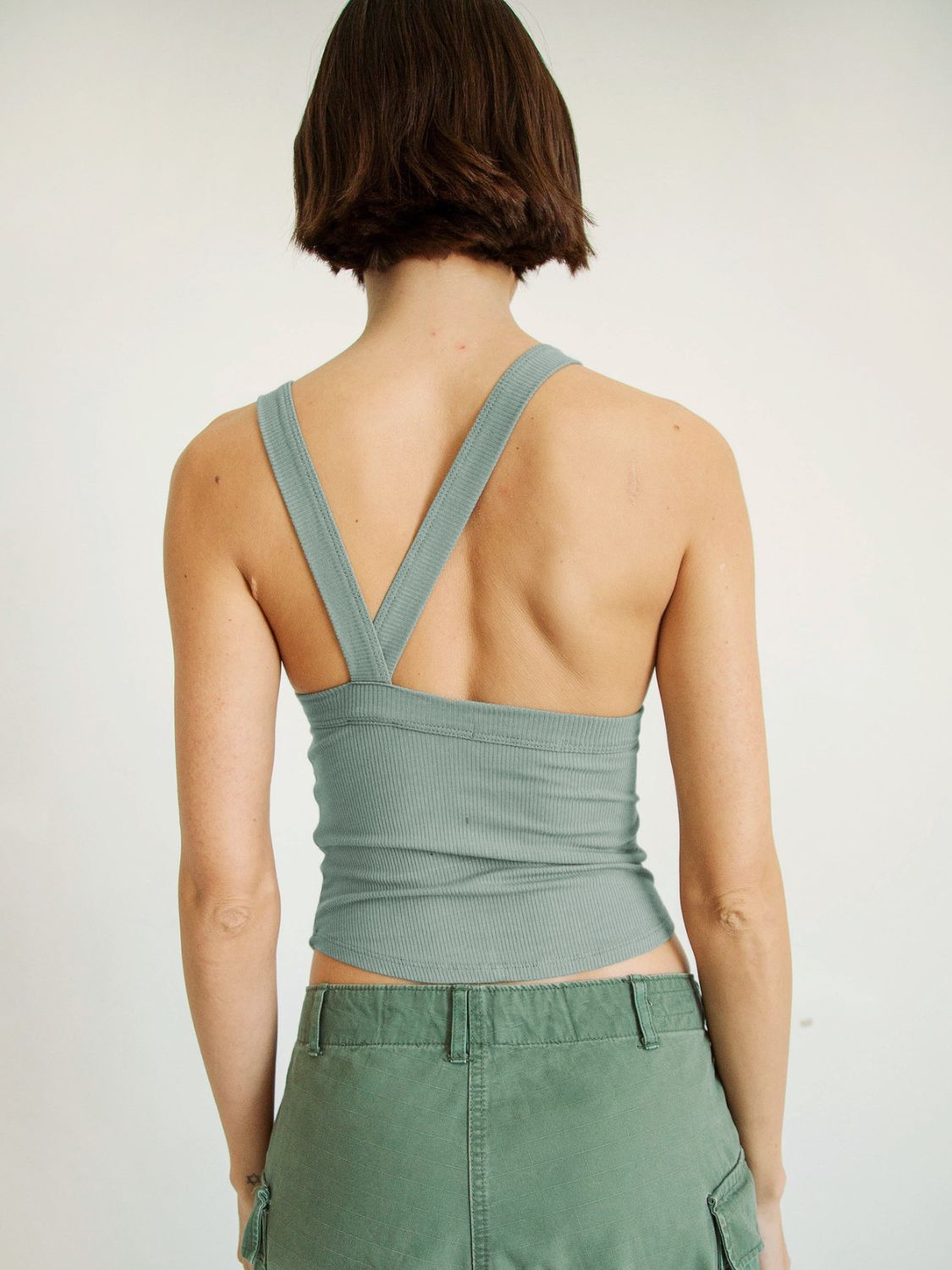 Halter Neck Ribbed Cropped Top  Shirts & Tops- Doll Fits