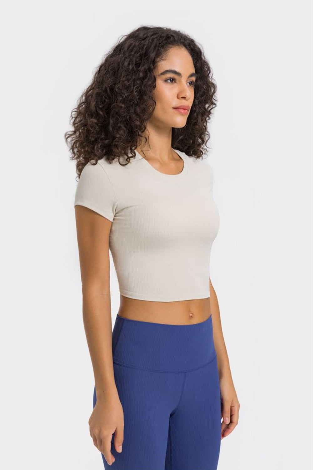 Round Neck Short Sleeve Cropped Sports T-Shirt  Activewear- Doll Fits