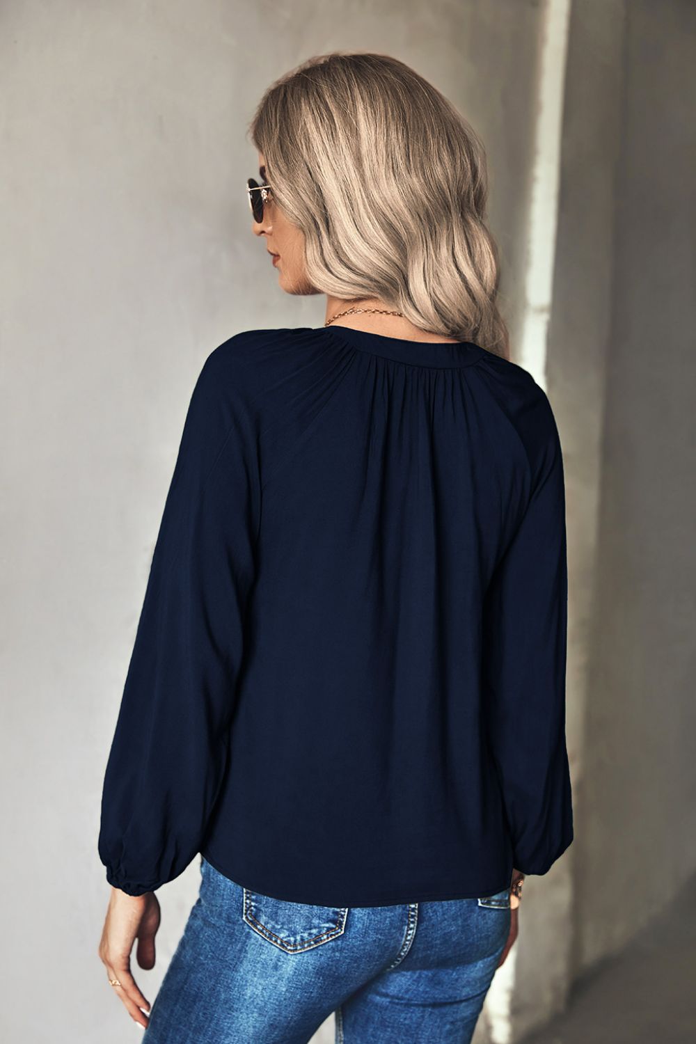 Gathered Detail Tie-Neck Blouse  Shirts & Tops- Doll Fits