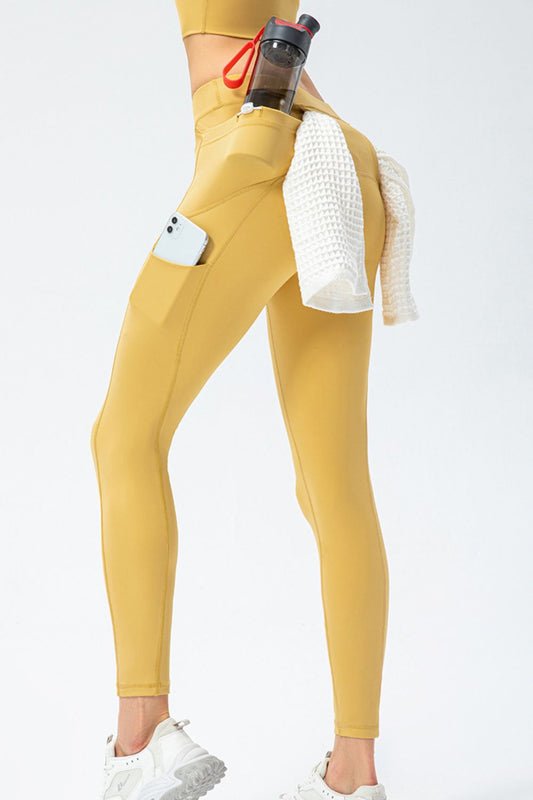 Full Size Slim Fit High Waist Long Sports Pants with Pockets  - Doll Fits
