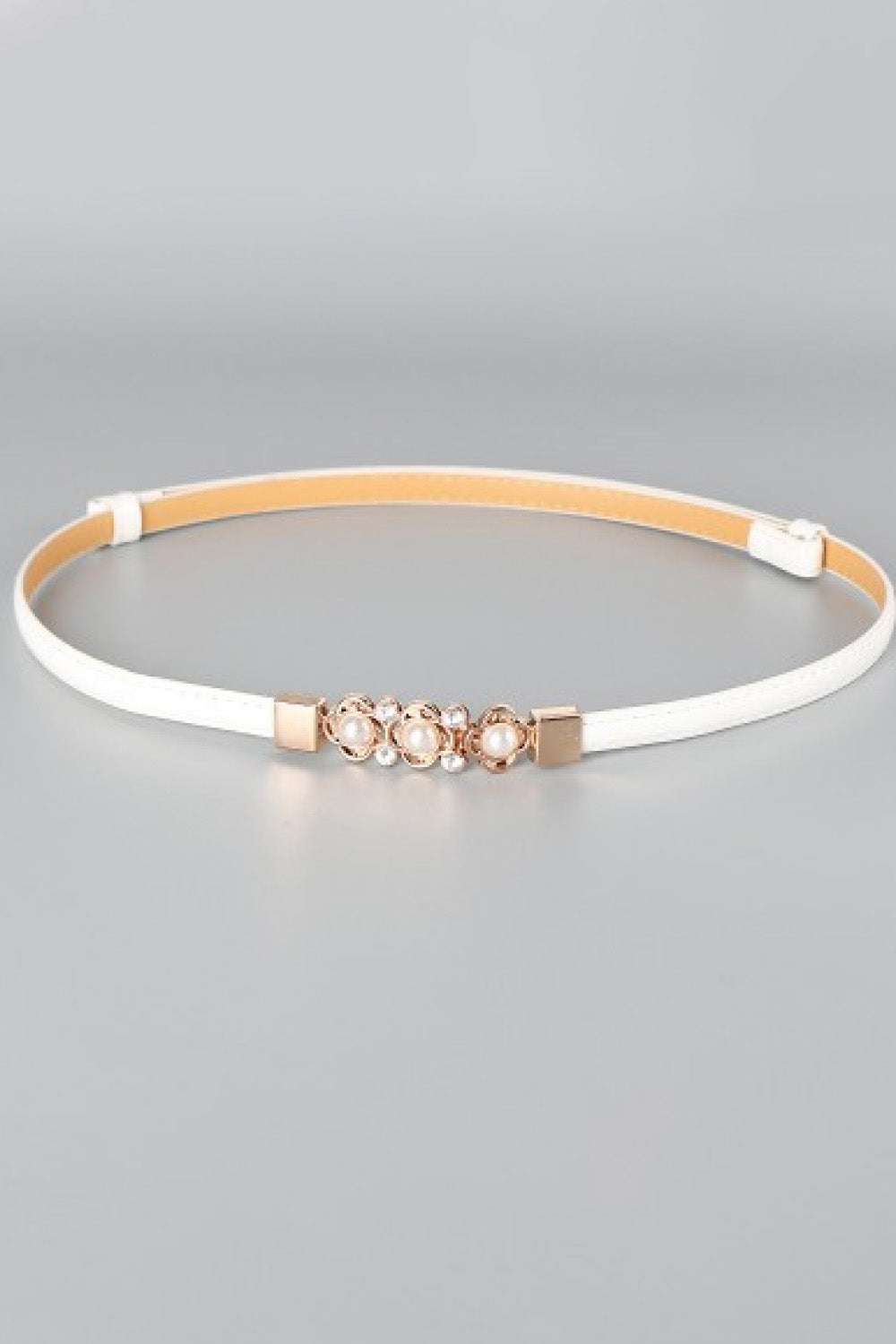 Rhinestone Flower Adjustable PU Leather Belt  Belts- Doll Fits