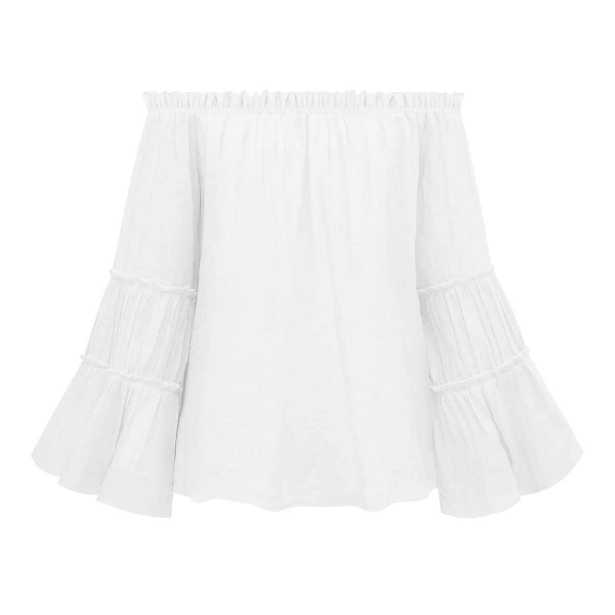 Off-Shoulder Frill Trim Blouse  Shirts & Tops- Doll Fits