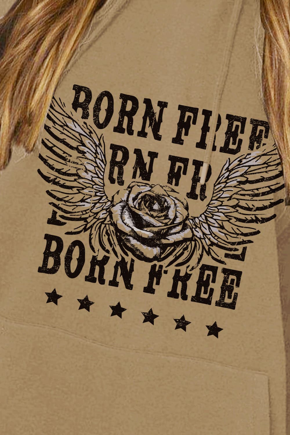Simply Love Simply Love Full Size BORN FREE Graphic Hoodie  - Doll Fits