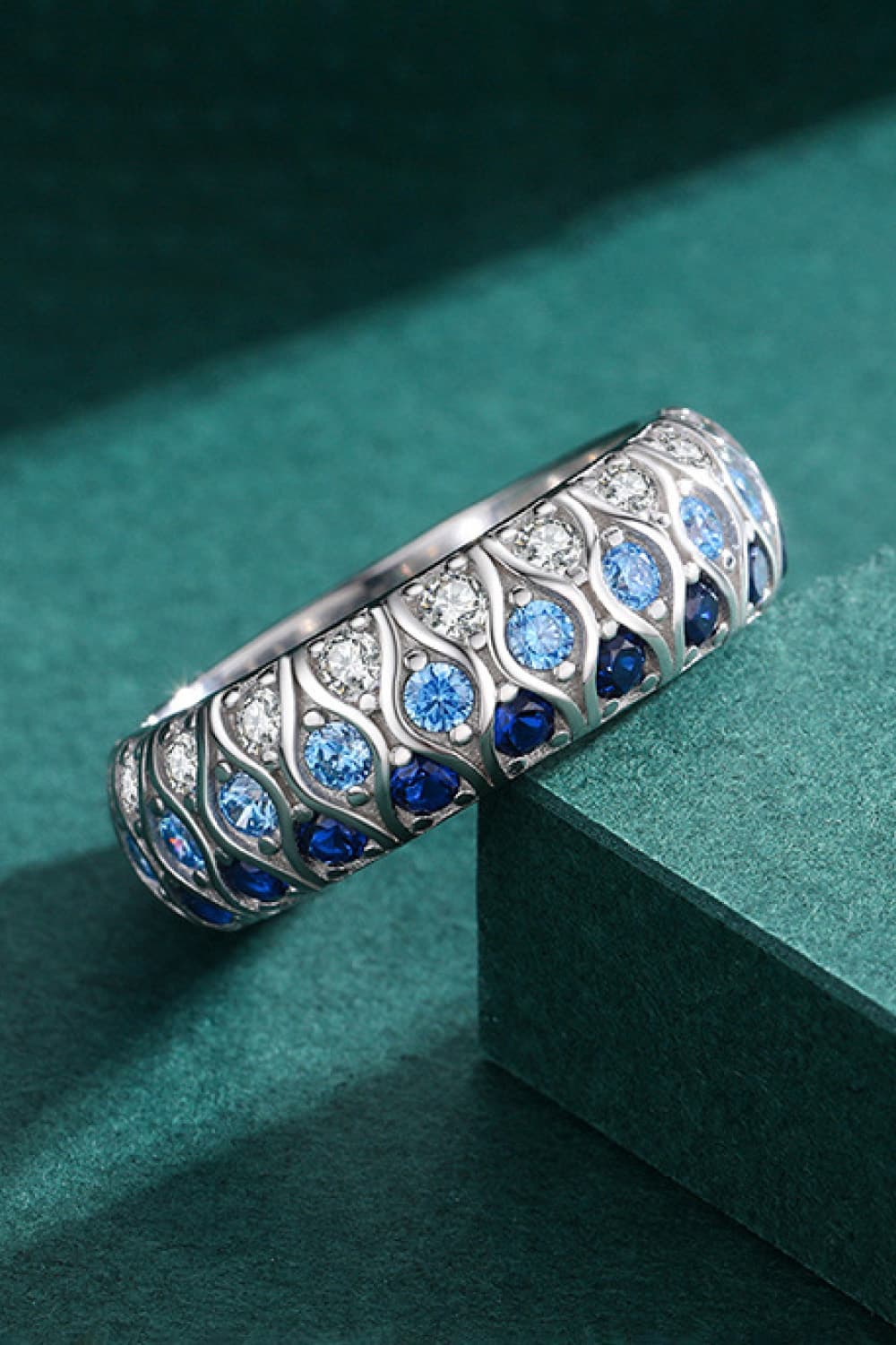 925 Sterling Silver Triple Row Zircon Ring  Rings- Doll Fits