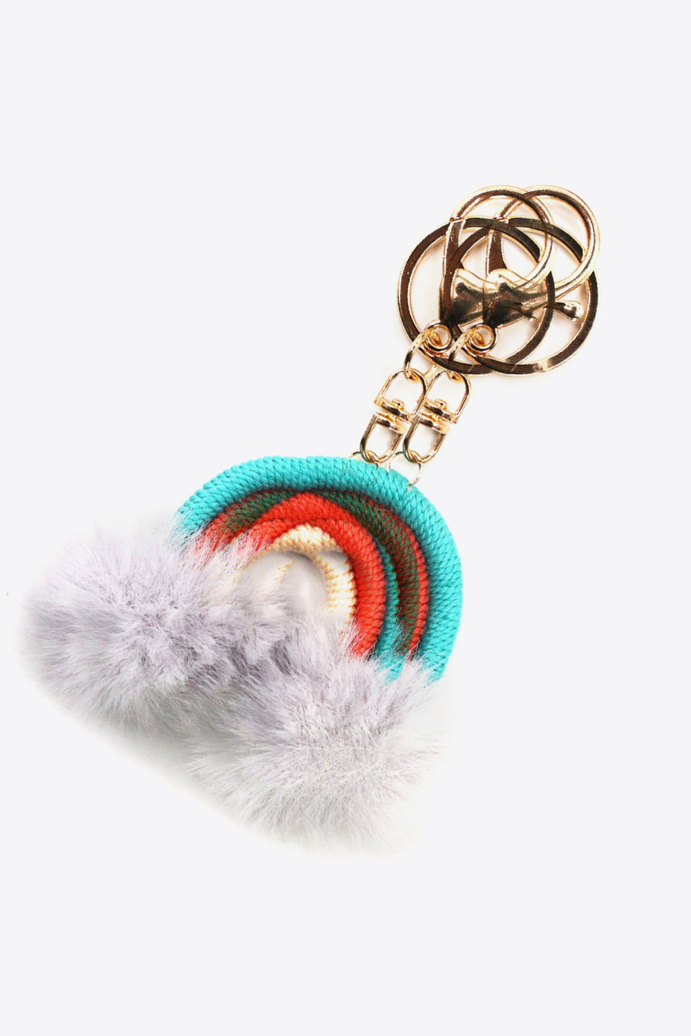 Assorted 4-Pack Rainbow Pom Pom Keychain  Keychains- Doll Fits