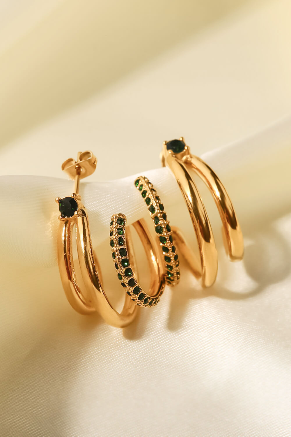 18K Gold Plated Cubic Zirconia Wrap C-Hoop Earrings  Earrings- Doll Fits